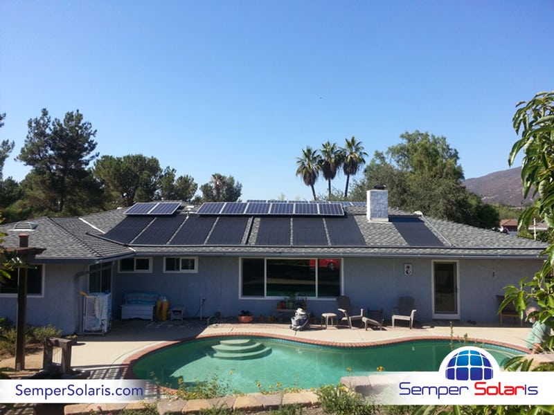 Solar Panels of roof of pool home