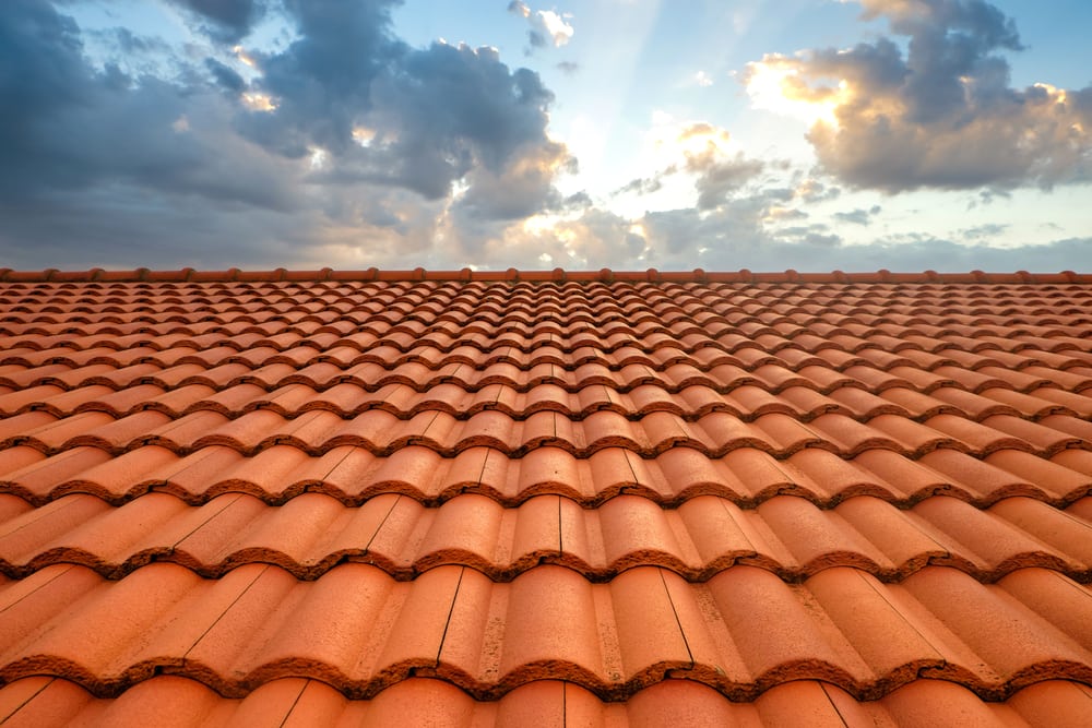 Close up of Spanish tile roof