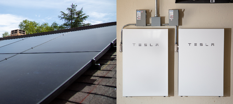 Solar panels and the Tesla Powerwall battery backup system go great together.
