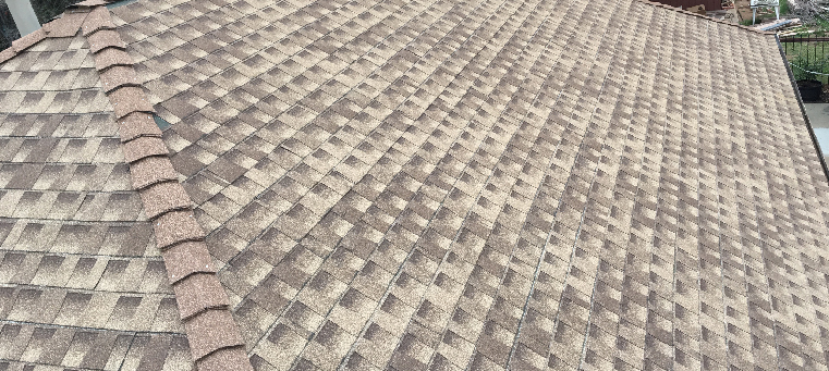Old asphalt shingle roof before solar panels have been installed.