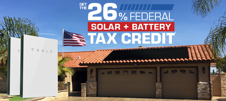 26 percent Federal tax credit for solar panels, Tesla Powerwall battery storage.