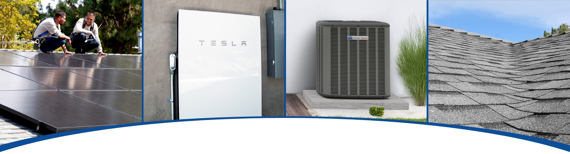 Solar Panel installation, Tesla Powerwall Battery Storage, Heating and Air Conditioning, Roofing Services
