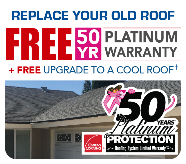Replace your old roof and get free platnium warranty plust upgrade to a cool roof