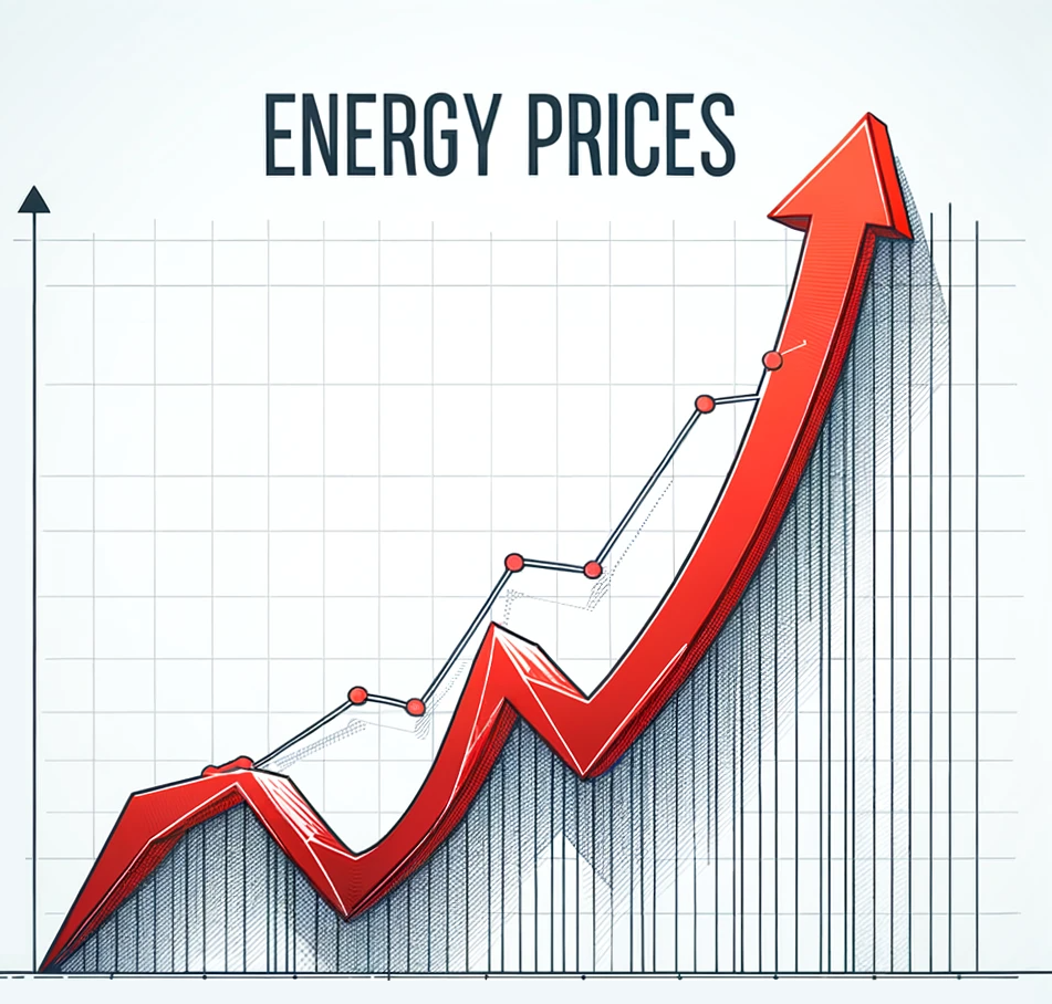 A graph illustrating the rapid rise in energy prices in California