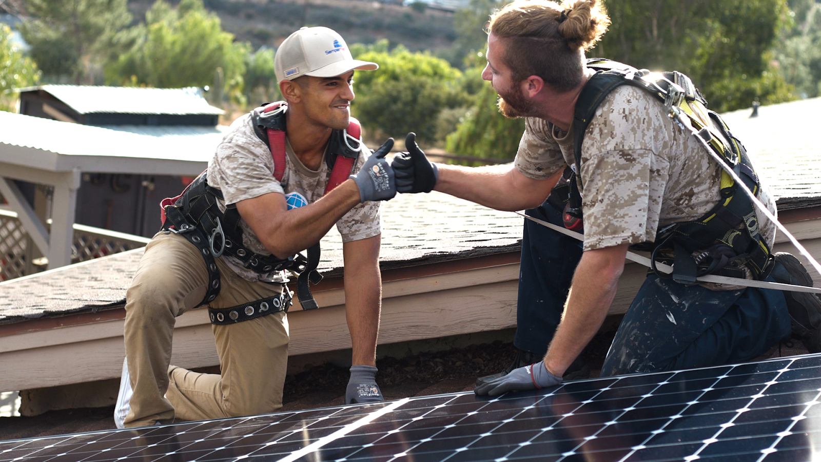 Two Semper Solaris technicians installing a new Solar Panel system in California. 