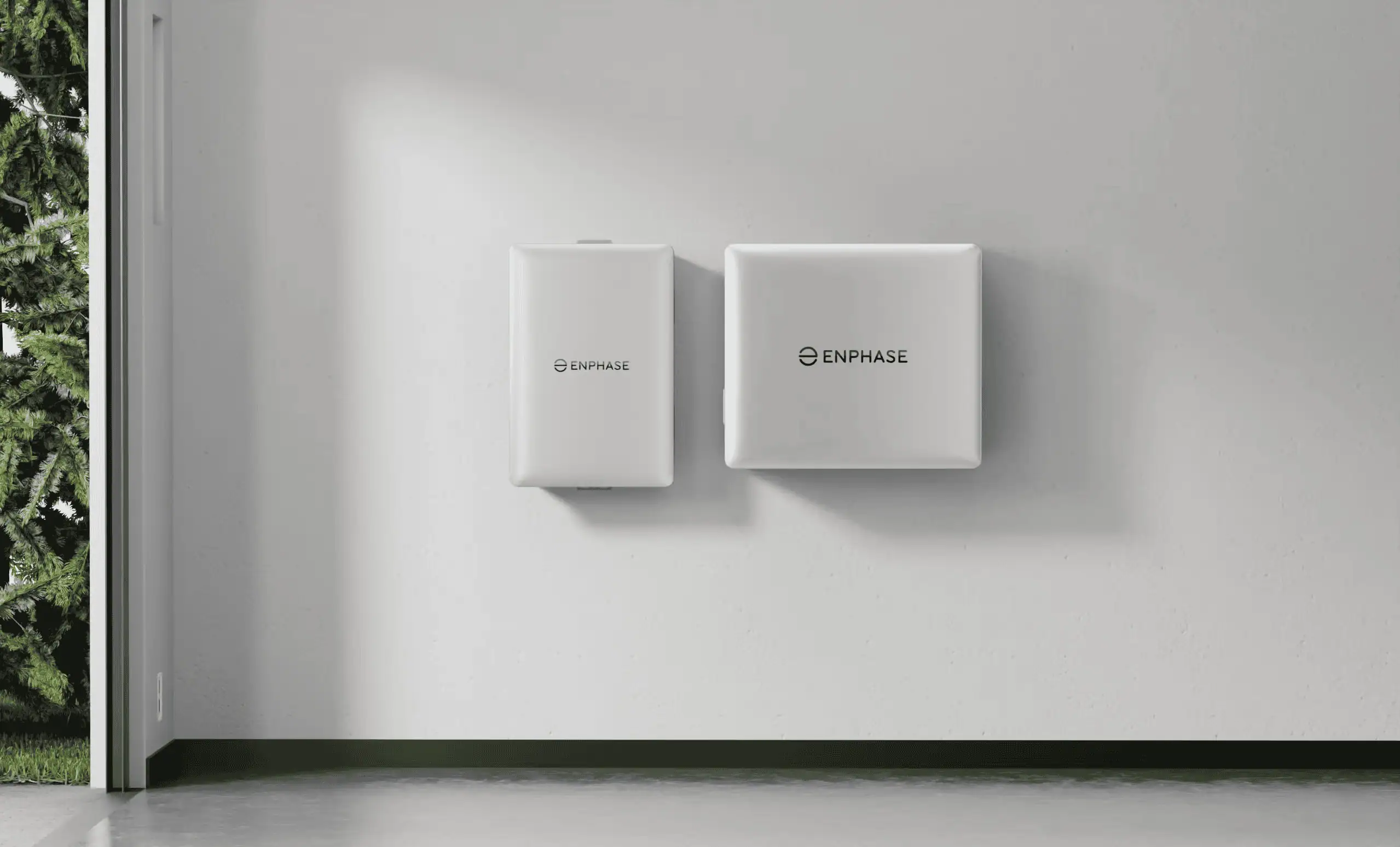 Enphase Compact batteries installed in home garage.